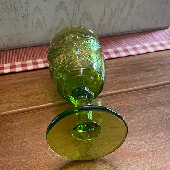Green 1960's Vintage L.E. Smith Glass Heritage Eagle And Stars Goblet - Picture 6 of 6